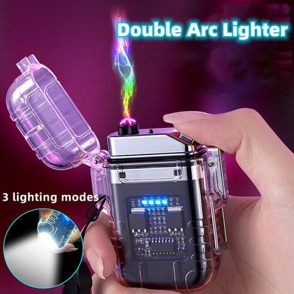 WATERPROOF Double Arc Lighter with built in flashlight