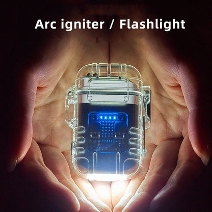 WATERPROOF Double Arc Lighter with built in flashlight
